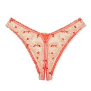 VICTORIAS SECRET DREAM ANGELS HEART EMBROIDERED BRAZILIAN CROTCHLESS PANTY S